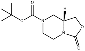 (8aR)-Tetrahydro-3-oxo-3H-oxazolo[3,4-a]pyrazine-7(1H)-carboxylic acid 1,1-dimethylethyl ester Struktur