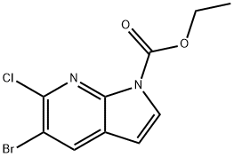 5-BroMo-6-chloro-1-ethoxycarbonyl-7-azaindole Struktur