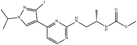 CarbaMic acid, N-[(1S)-2-[[4-[3-iodo-1-(1-Methylethyl)-1H-pyrazol-4-yl]-2-pyriMidinyl]aMino]-1-Methylethyl]-, Methyl ester Struktur