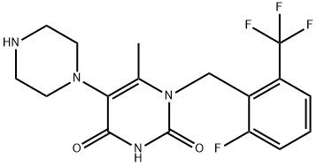 1-(2-fluoro-6-(trifluoroMethyl)benzyl)-6-Methyl-5-(piperazin-1-yl)pyriMidine-2,4(1H,3H)-dione Struktur