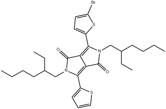 2,5-bis(2-ethylhexyl)-3-(5-broMo-thiophene-2-yl)-6-(thiophene-2-yl)-pyrrolo[3,4-c]pyrrole-1,4-dione Struktur