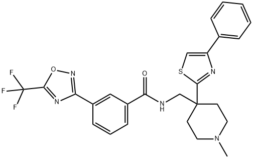 BenzaMide, N-[[1-Methyl-4-(4-phenyl-2-thiazolyl)-4-piperidinyl]Methyl]-3-[5-(trifluoroMethyl)-1,2,4-oxadiazol-3-yl]- Struktur