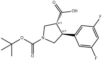 Boc-(+/-)-trans-4-(3,5-difloro-phenyl)-pyrrolidine-3-carboxylic acid Struktur