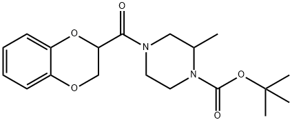 4-(2,3-Dihydro-benzo[1,4]dioxine-2-carbonyl)-2-Methyl-piperazine-1-carboxylic acid tert-butyl ester Struktur