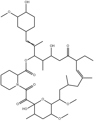 (E)-17-ethyl-1,14-dihydroxy-12[(E)-2-(4-hydroxy-3-Methoxycyclohexyl)-1-Methylvinyl]-23,25-diMethoxy-13,19,21,27-tetraMethyl-11,28-dioxa-4-azatricyclo[22.3.1.0(super4,9)]octacos-18-ene-2,3,10,16-tetrone Struktur