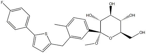 (2S,3R,4S,5S,6R)-2-(3-((5-(4-fluorophenyl)thiophen-2-yl)Methyl)-4-Methylphenyl)-tetrahydro-6-(hydroxyMethyl)-2-Methoxy-2H-pyran-3,4,5-triol Struktur