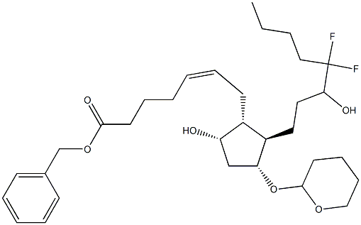 Benzyl (Z)-7-[(1R,2R,3R,5S)-2-(4,4-difluoro-3-hydroxyoctyl)-5-hydroxy-3-[(tetrahydro-2H-pyran-2-yl)oxy]cyclopentyl]hept-5-enoate Struktur