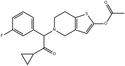 5-(2-cyclopropyl-1-(3-fluorophenyl)-2-oxoethyl)-4,5,6,7-tetrahydrothieno[3,2-c]pyridin-2-yl acetate Struktur