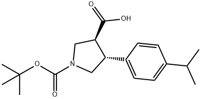 Boc-(+/-)-trans-4-(4-isopropyl-phenyl)-pyrrolidine-3-carboxylic acid Struktur