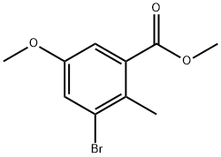 Benzoic acid, 3-broMo-5-Methoxy-2-Methyl-, Methyl ester Struktur