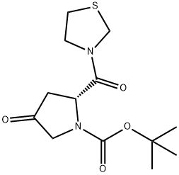 1-Pyrrolidinecarboxylic acid, 4-oxo-2-(3-thiazolidinylcarbonyl)-, 1,1-diMethylethyl ester, (2R)- Struktur