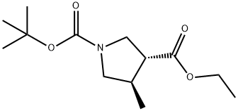 (3R,4R)-4-Methyl-1,3-pyrrolidinedicarboxylic acid 1-(1,1-dimethylethyl) 3-ethyl ester Structure