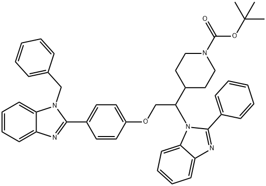 1-Piperidinecarboxylic acid, 4-[1-(2-phenyl-1H-benziMidazol-1-yl)-2-[4-[1-(phenylMethyl)-1H-benziMidazol-2-yl]phenoxy]ethyl]-, 1,1-diMethylethyl ester Struktur