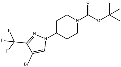 tert-butyl 4-(4-broMo-3-(trifluoroMethyl)-1H-pyrazol-1-yl)piperidine-1-carboxylate Struktur