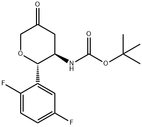 tert-butyl ((2S,3R)-2-(2,5-difluorophenyl)-5-oxotetrahydro-2H-pyran-3-yl)carbamate Struktur