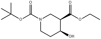 1,3-Piperidinedicarboxylic acid, 4-hydroxy-, 1-(1,1-diMethylethyl) 3-ethyl ester, (3R,4S)- Struktur