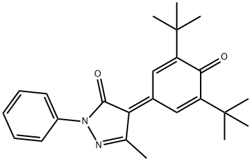 2,6-Di-tert-butyl-4-(3-Methyl-1-phenyl-5-oxo-4-pyrazolidine)-2,5-cyclohexadiene-1-one Struktur