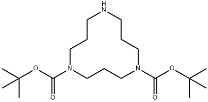 bis(1,1-diMethylethyl) 1,5,9-triazacyclododecane-1,5-dicarboxylate Struktur