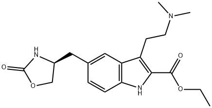 Zolmitriptan Related Compound D (20 mg) ((S)-Ethyl 3-[2-(dimethylamino)ethyl]-5-[(2-oxooxazolidin-4-yl)methyl]-1H-indole-2-carboxylate) Struktur