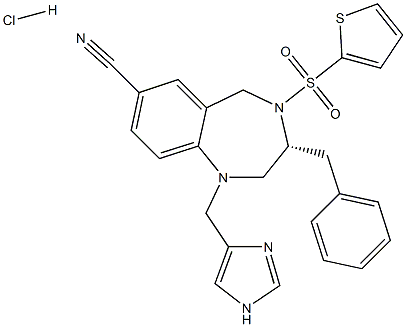 (R)-1-((1H-IMidazol-4-yl)Methyl)-3-benzyl-4-(thiophen-2-ylsulfonyl)-2,3,4,5-tetrahydro-1H-benzo[e][1,4]diazepine-7-carbonitrile hydrochloride Struktur