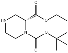 (R)-1-tert-Butyl 2-ethyl piperazine-1,2-dicarboxylate Struktur