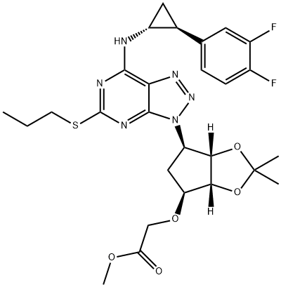 2-[[(3aR,4S,6R,6aS)-6-[7-[[(1R,2S)-2-(3,4-Difluorophenyl)cyclopropyl]amino]-5-(propylthio)-3H-1,2,3-triazolo[4,5-d]pyrimidin-3-yl]tetrahydro-2,2-dimethyl-4H-cyclopenta-1,3-dioxol-4-yl]oxy]-acetic acid methyl ester