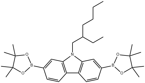 9-(2-Ethylhexyl)-2,7-bis(4,4,5,5-tetraMethyl-1,3,2-dioxaborolan-2-yl)-9H-carbazole Struktur