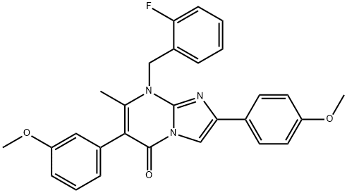 IMidazo[1,2-a]pyriMidin-5(8H)-one, 8-[(2-fluorophenyl)Methyl]-6-(3-Methoxyphenyl)-2-(4-Methoxyphenyl)-7-Methyl- Struktur