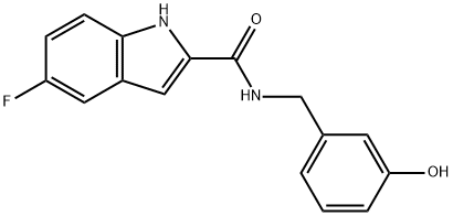 5-フルオロ-N-(3-ヒドロキシベンジル)-1H-インドール-2-カルボキサミド 化學(xué)構(gòu)造式