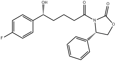 (S)-3-((R)-5-(4-fluorophenyl)-5-hydroxypentanoyl)-4-phenyloxazolidin-2-one Struktur