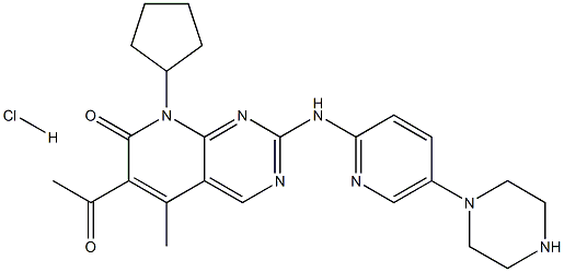 6-Acetyl-8-cyclopentyl-5-methyl-2-[[5-(1-piperazinyl)-2-pyridinyl]amino]pyrido[2,3-d]pyrimidin-7(8H)-one hydrochloride Struktur