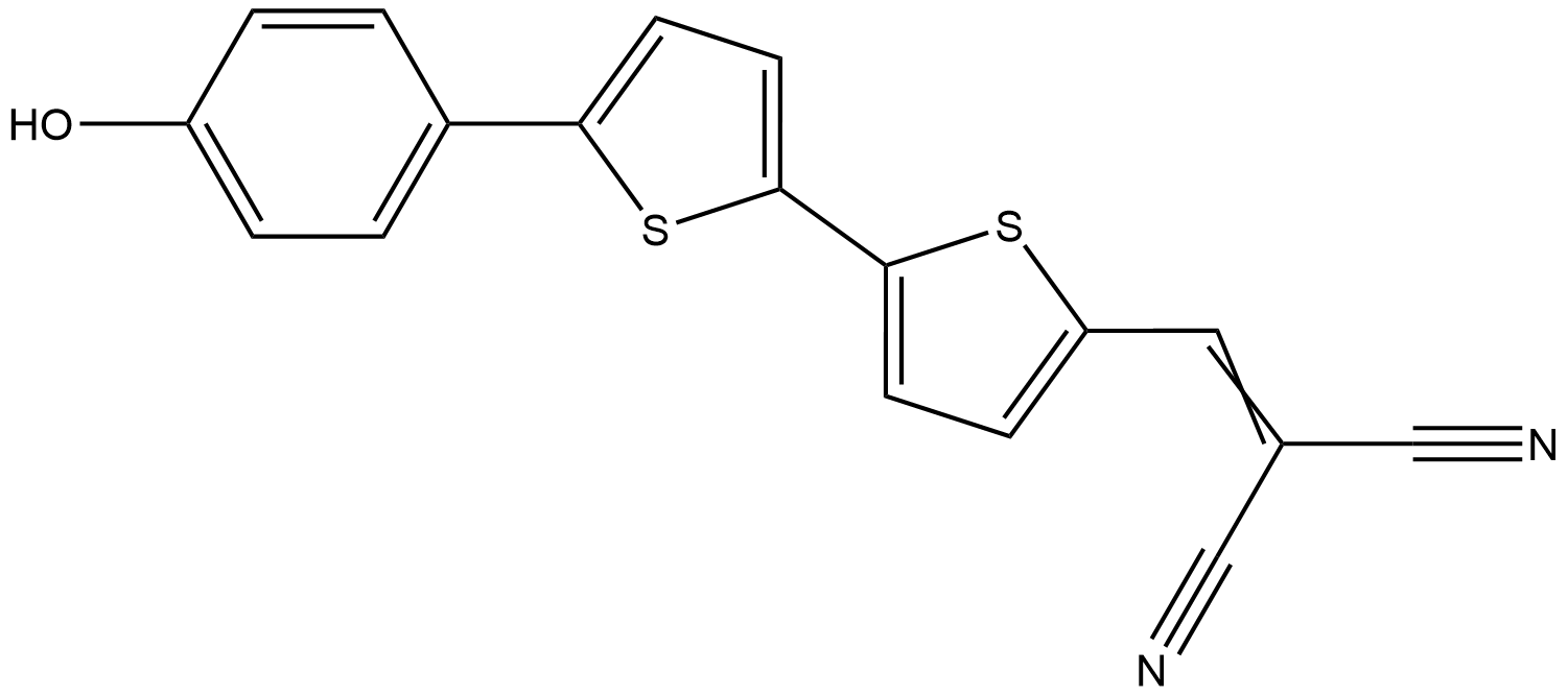 2-((5'-(4-hydroxyphenyl)-2,2'-bithiophen-5-yl)Methylene)Malononitrile Struktur