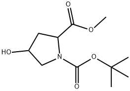 1-Tert-butyl2-Methyl4-hydroxypyrrolidine-1,2-dicarboxylate Struktur