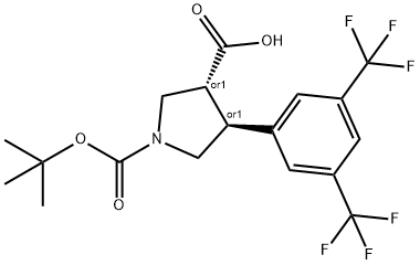 Boc-(+/-)-trans-4-(3,5-bis(trifluoroMethyl)-phenyl)-pyrrolidine-3-carboxylic acid Struktur