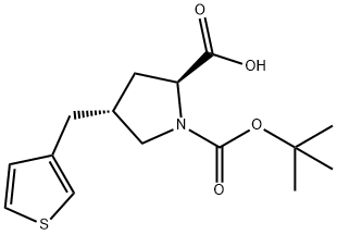 (2S,4R)-1-(tert-butoxycarbonyl)-4-(thiophen-3-ylMethyl)pyrrolidine-2-carboxylic acid Struktur