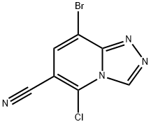 8-broMo-5-chloro-[1,2,4]triazolo[4,3-a]pyridine-6-carbonitrile Struktur