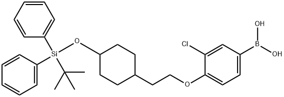 (4-(2-(4-((tert-butyldiphenylsilyl)oxy)piperidin-1-yl)ethoxy)-3-chlorophenyl)boronic acid Struktur