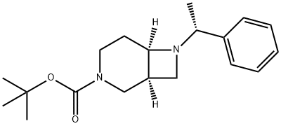 (1S,6R)-3-Boc-7-[(R)-1-phenylethyl]-3,7-diazabicyclo[4.2.0]octane Struktur