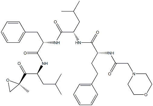 (S)-4-Methyl-N-((S)-1-(((S)-4-Methyl-1-((R)-2-Methyloxiran-2-yl)-1-oxopentan-2-yl)aMino)-1-oxo-3-phenylpropan-2-yl)-2-((R)-2-(2-MorpholinoacetaMido)-4-phenylbutanaMido)pentanaMide Struktur