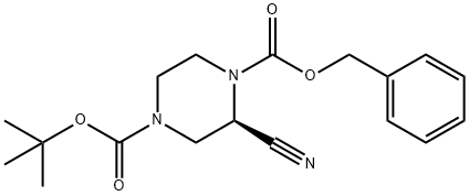 (R)-1-benzyl 4-tert-butyl 2-cyanopiperazine-1,4-dicarboxylate Struktur