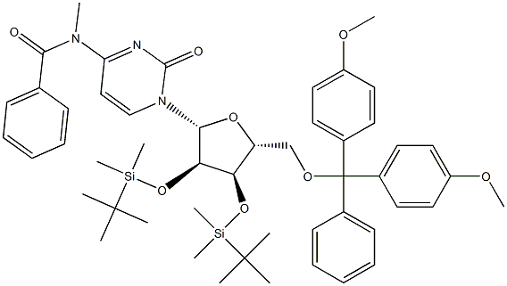 N4-Benzoyl-2',3'-di-O-(t-butyldiMethylsilyl)-5'-O-(4,4'-diMethoxytrityl)-N4-Methylcytidine Struktur