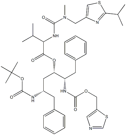 (S)-(5S,6S,8S)-5,8-Dibenzyl-12,12-diMethyl-3,10-dioxo-1-(thiazol-5-yl)-2,11-dioxa-4,9-diazatridecan-6-yl 2-(3-((2-Isopropylthiazol-4-yl)Methyl)-3-Methylureido)-3-Methylbutanoate Struktur