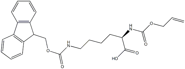 N-alpha-Allyloxycarbonyl-N-epsilon-(9-fluorenylmethyloxycarbonyl)-D-lysine Struktur