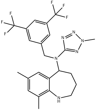 N-(3,5-bis(trifluoroMethyl)benzyl)-7,9-diMethyl-N-(2-Methyl-2H-tetrazol-5-yl)-2,3,4,5-tetrahydro-1H-benzo[b]azepin-5-aMine Struktur