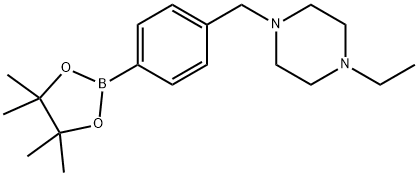 1-ethyl-4-(4-(4,4,5,5-tetraMethyl-1,3,2-dioxaborolan-2-yl)benzyl)piperazine Struktur