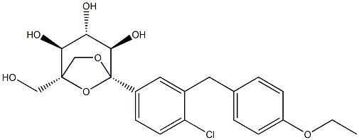 (1R,2S,3S,4R,5R)-5-(4-chloro-3-(4-ethoxybenzyl)phenyl)-1-(hydroxymethyl)-6,8-dioxabicyclo[3.2.1]octane-2,3,4-triol Struktur