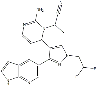 3-((4-(1-(2,2-difluoroethyl)-3-(1H-pyrrolo[2,3-b]pyridin-5-yl)-1H-pyrazol-4-yl)pyriMidin-2-yl)aMiNA)propanenitrile Struktur