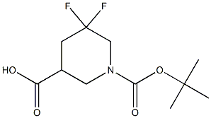 1-(tert-butoxycarbonyl)-5,5-difluoropiperidine-3-carboxylic acid Struktur