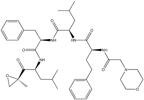 (R)-4-Methyl-N-((R)-1-(((S)-4-Methyl-1-((R)-2-Methyloxiran-2-yl)-1-oxopentan-2-yl)aMino)-1-oxo-3-phenylpropan-2-yl)-2-((S)-2-(2-MorpholinoacetaMido)-4-phenylbutanaMido)pentanaMide Struktur