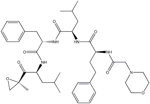 (S)-4-Methyl-N-((R)-1-(((S)-4-Methyl-1-((R)-2-Methyloxiran-2-yl)-1-oxopentan-2-yl)aMino)-1-oxo-3-phenylpropan-2-yl)-2-((S)-2-(2-MorpholinoacetaMido)-4-phenylbutanaMido)pentanaMide Struktur